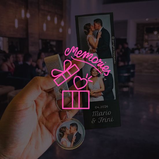Estaciones de souvenirs para matrimonios y corporativos en Chile.