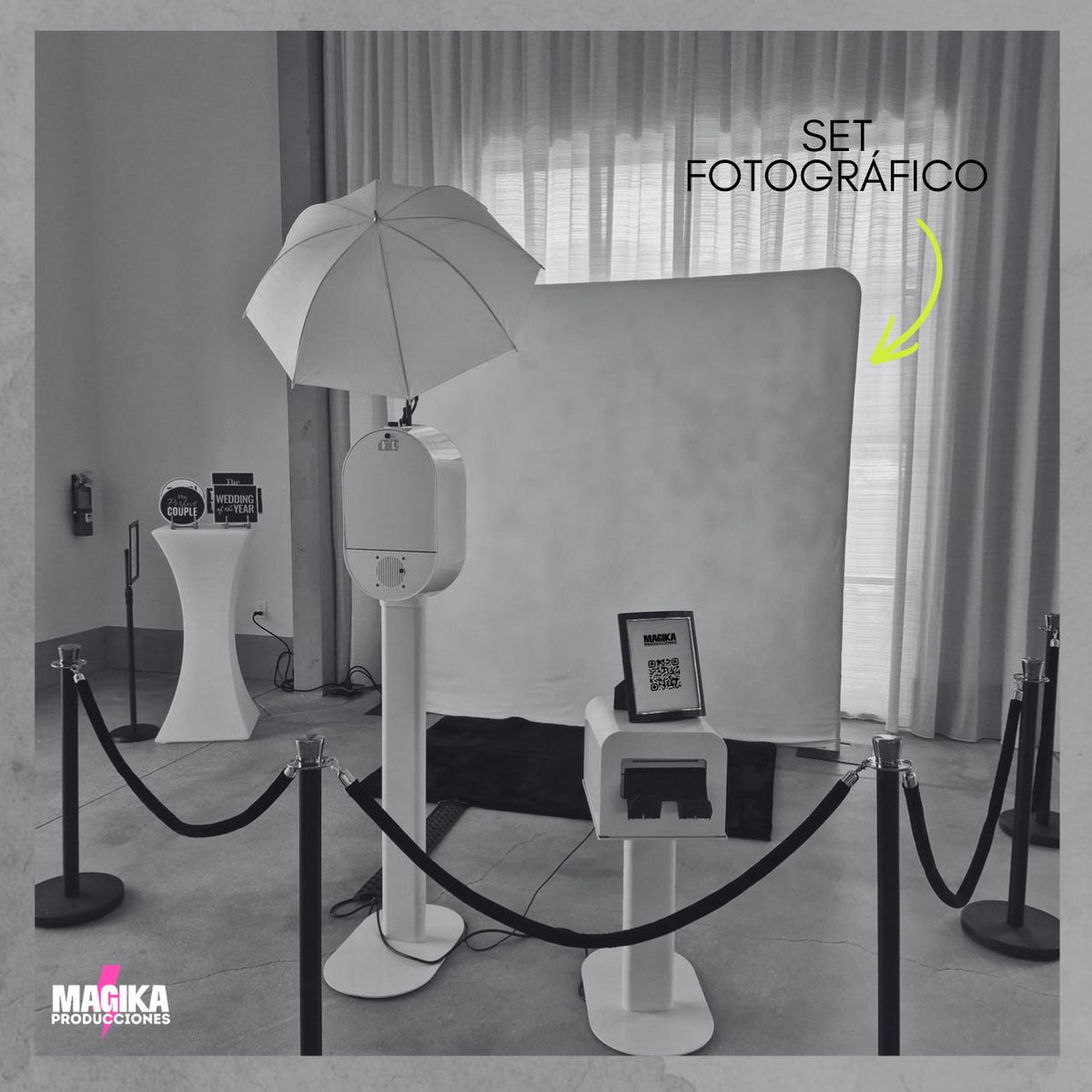 Set fotográfico estético con totém profesional en Chile.