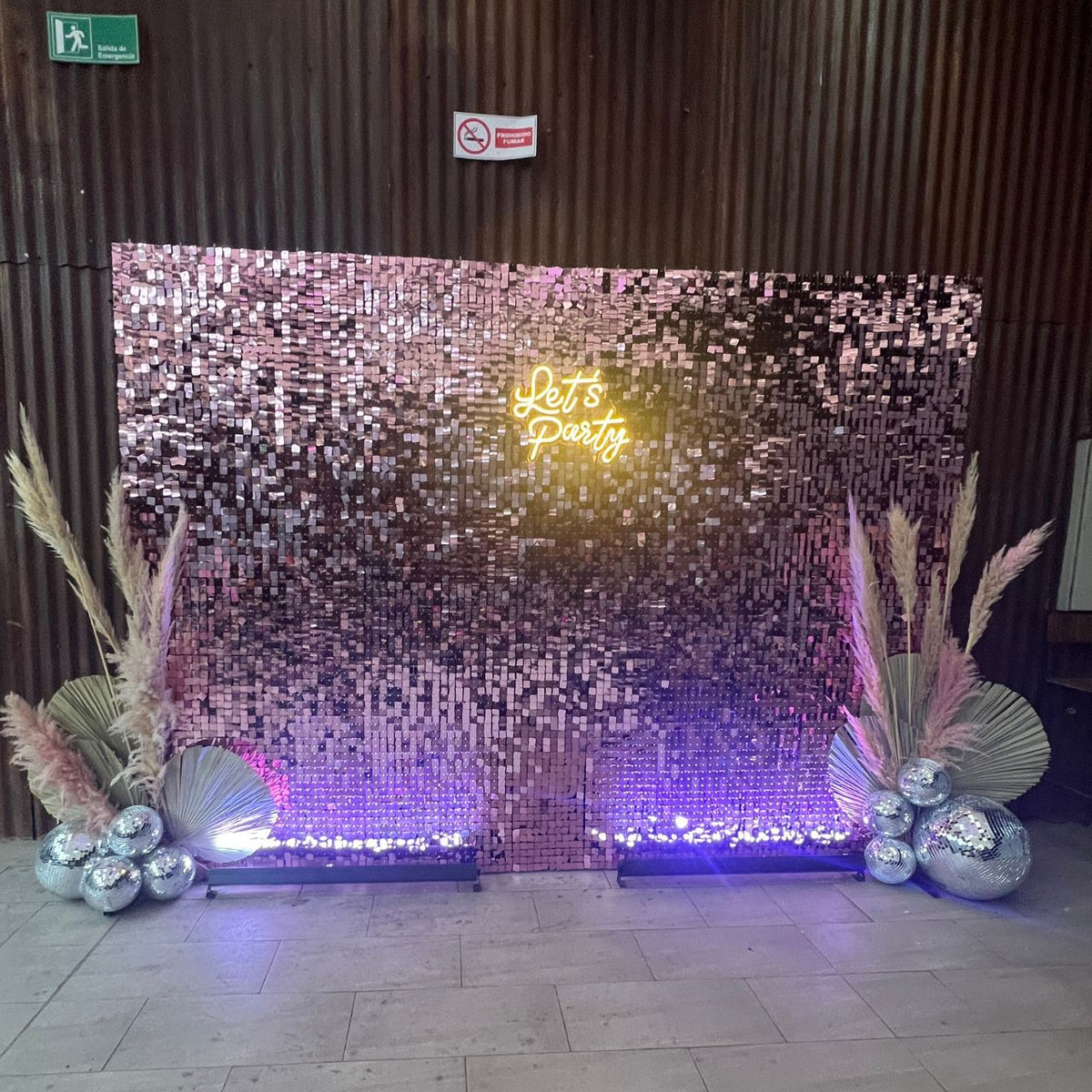 Panel shimmer 3 mts evento privado sumpleaños recoleta.