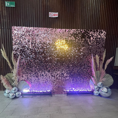 Panel shimmer 3 mts evento privado sumpleaños recoleta.